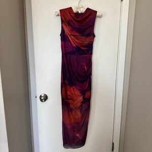 Long Bodycon Tie Dye Cowl Neck Sleeveless Dress size S (4)